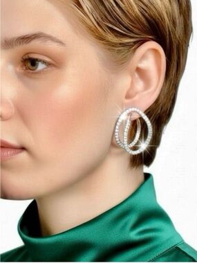 ALEXIS BITTAR Solanales Double Loop Crystal & Gold Post Earrings - BRAND NEW